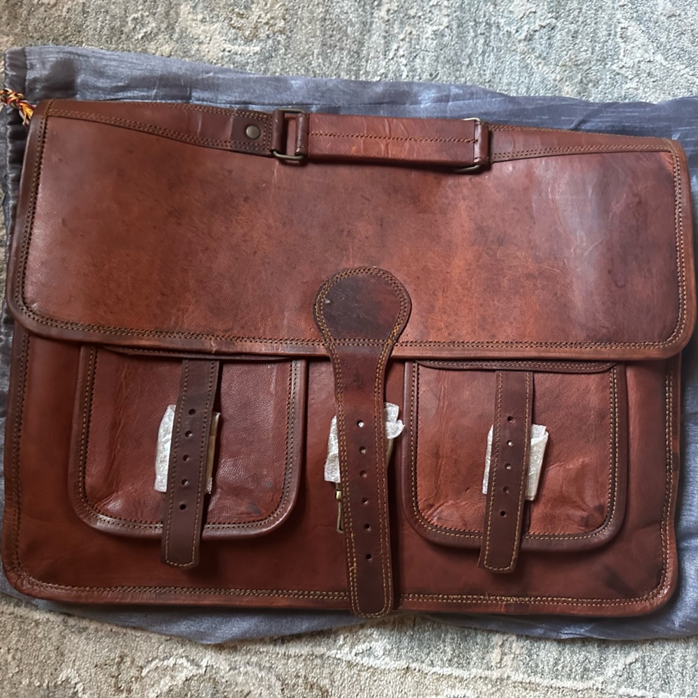 NBW Leather Laptop Bag with crossbody